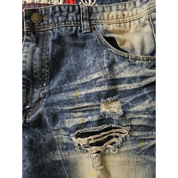 Switch Brand Jean Shorts Sz 42 Vintage RARE Blue Jean Shorts Y2K - Picture 6 of 8